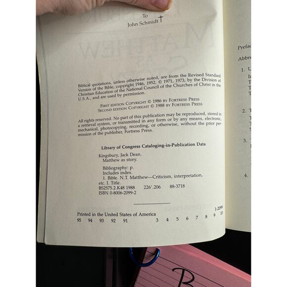 BOOK Matthew as Story: Second Edition Paperback 1988 by Jack Dean Kingsbury - Picture 5 of 6